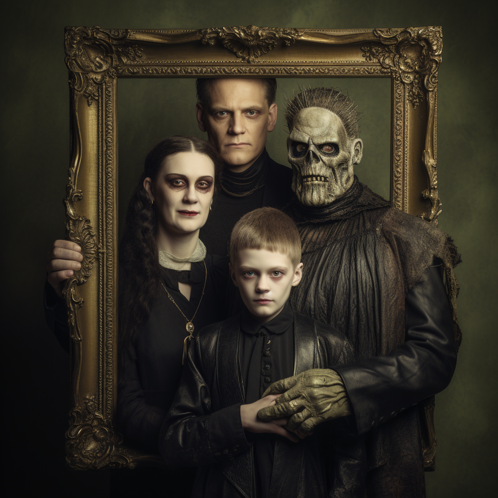 Frankenstein family portrait in frame