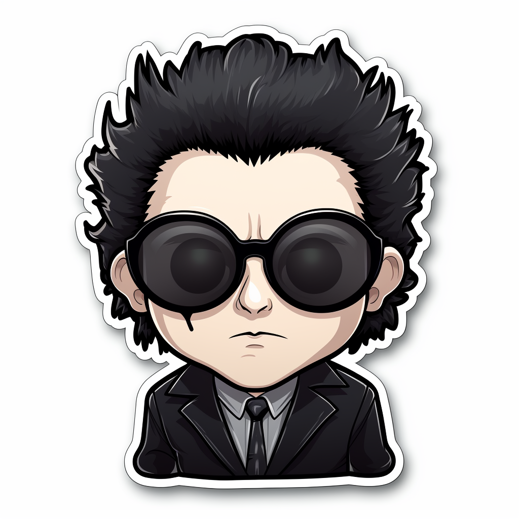 Frankstein wearing sunglasses - goth kawaii clipart sticker