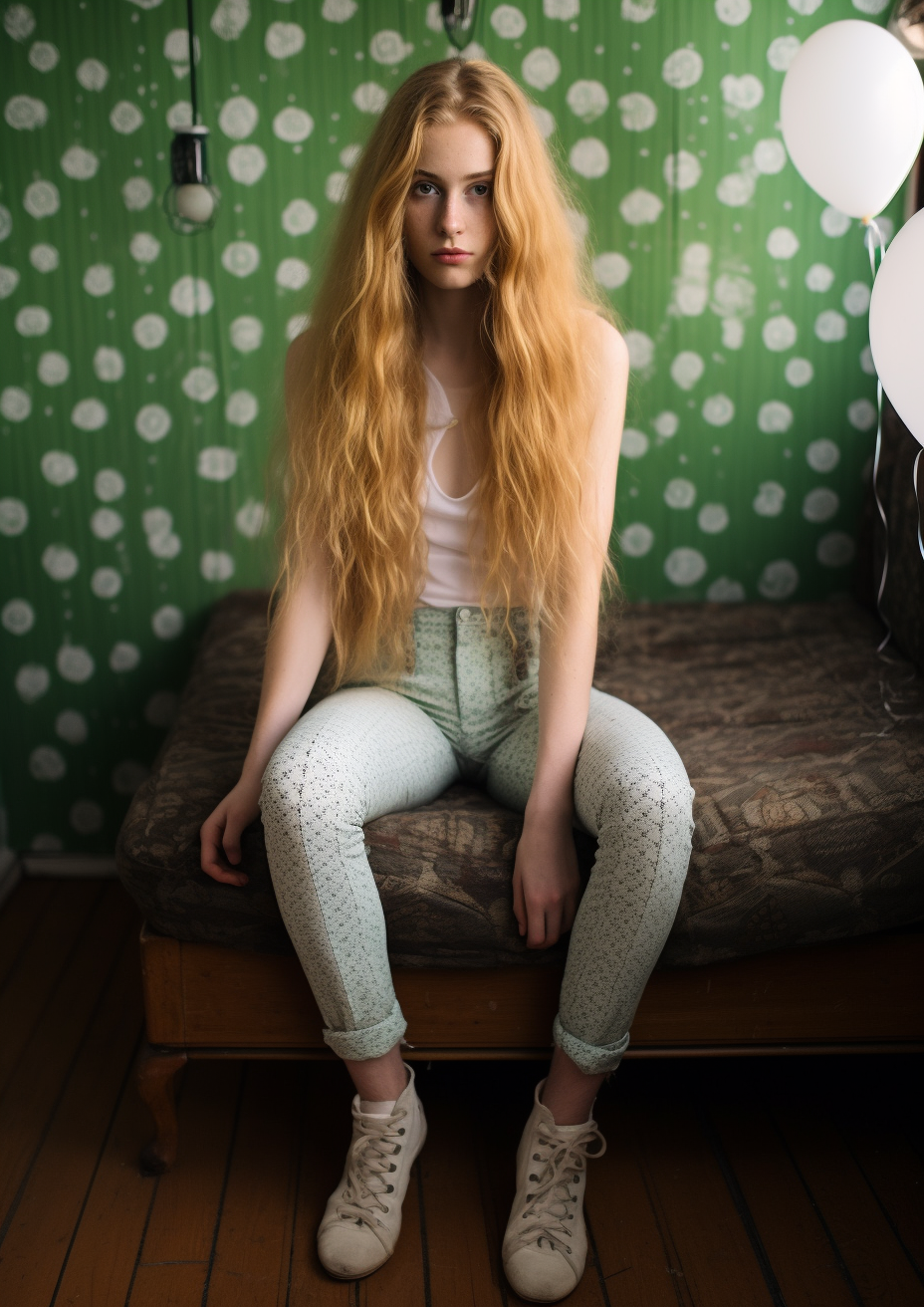 Blond Freckled Female at House Party