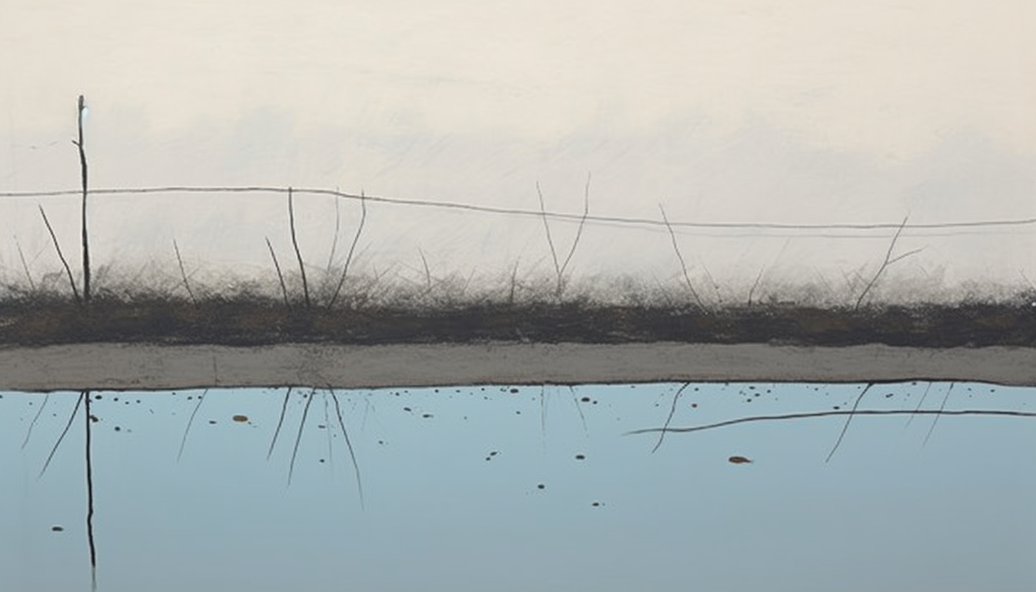 Minimal landscape painting by Fred Williams