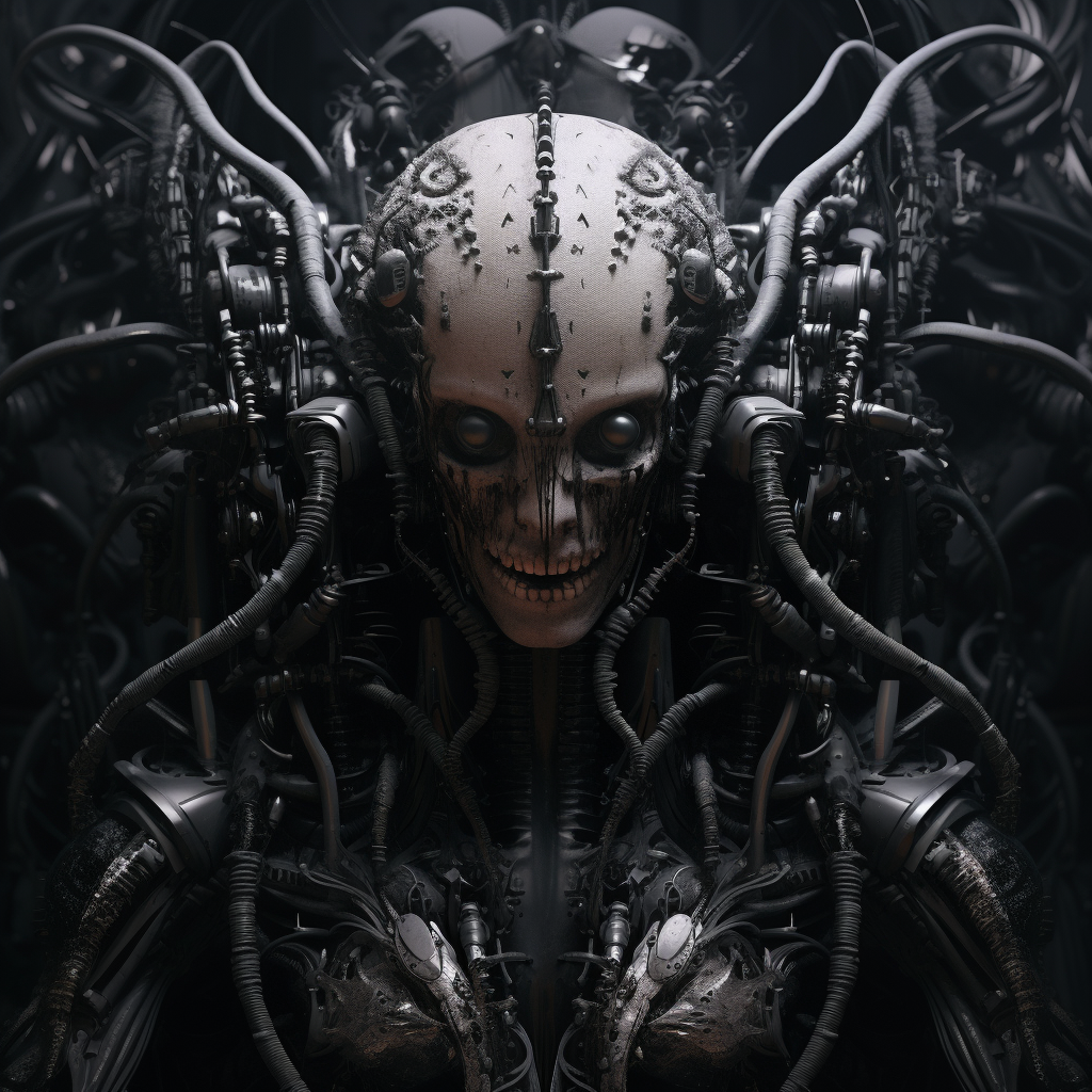 Dark and eerie Freddy Kreuger in HR Giger style