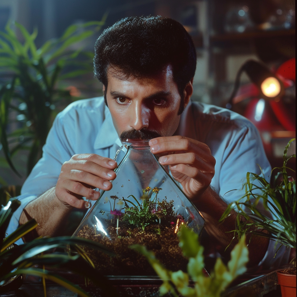 Freddy Mercury Concentrating on Terrarium