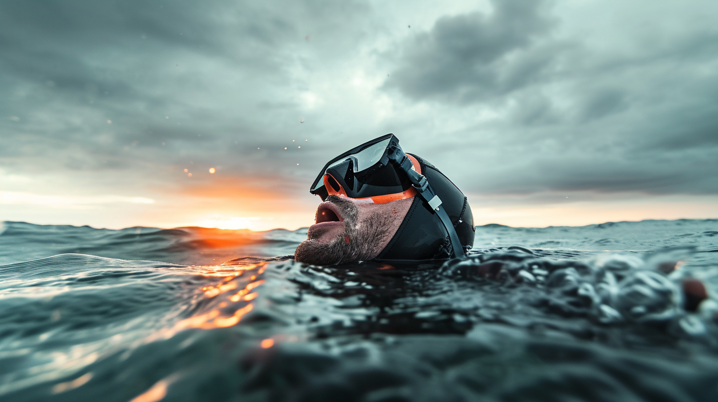 Free Diver at Water Surface