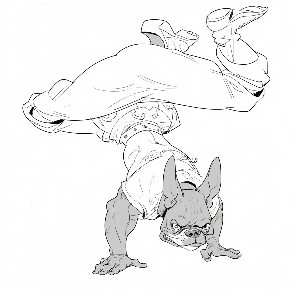 Expressive French Bulldog Dancing on the Floor