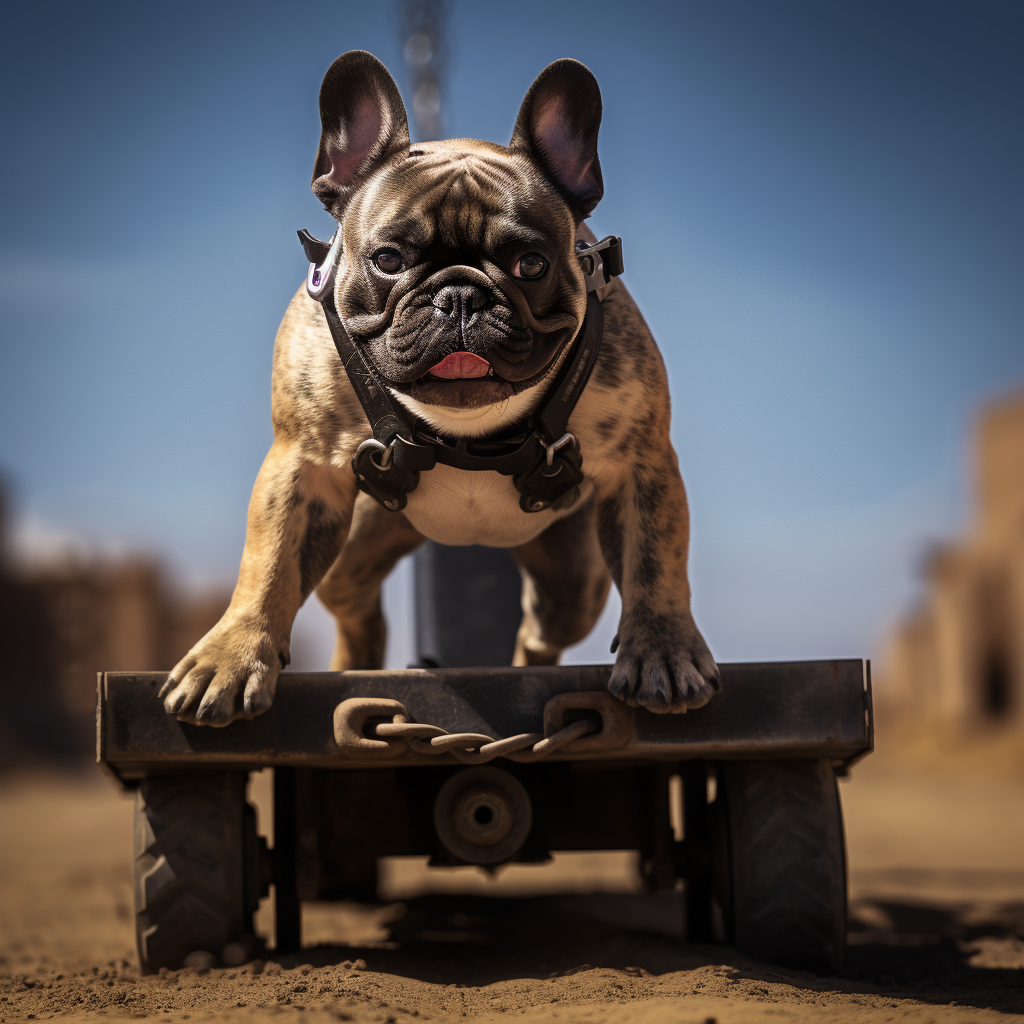 French Bulldog performing truck pull