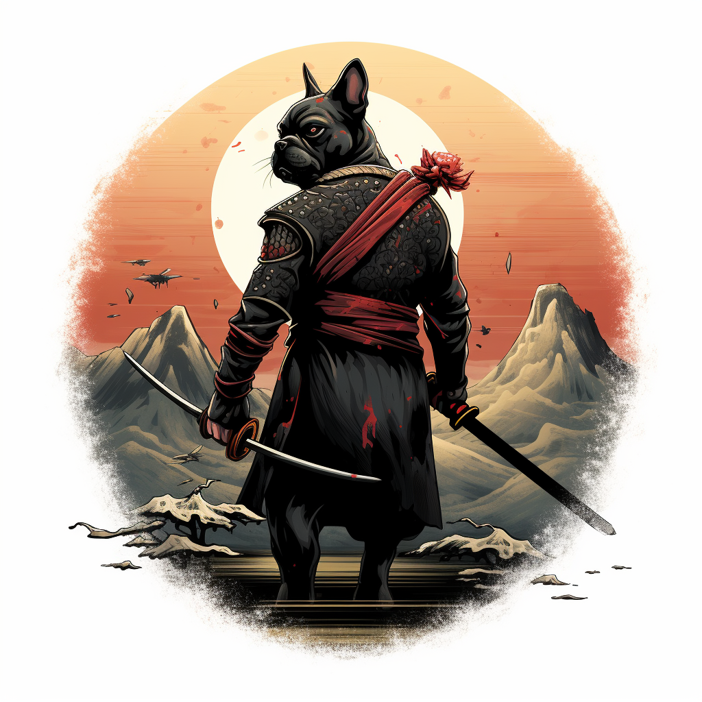 French Bulldog with Samurai Sword