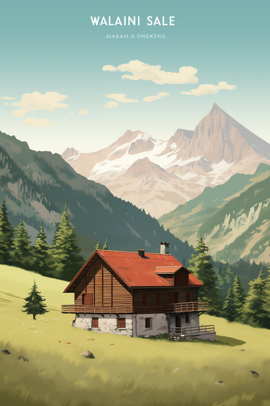 Minimalist and Realistic French Chalet Poster