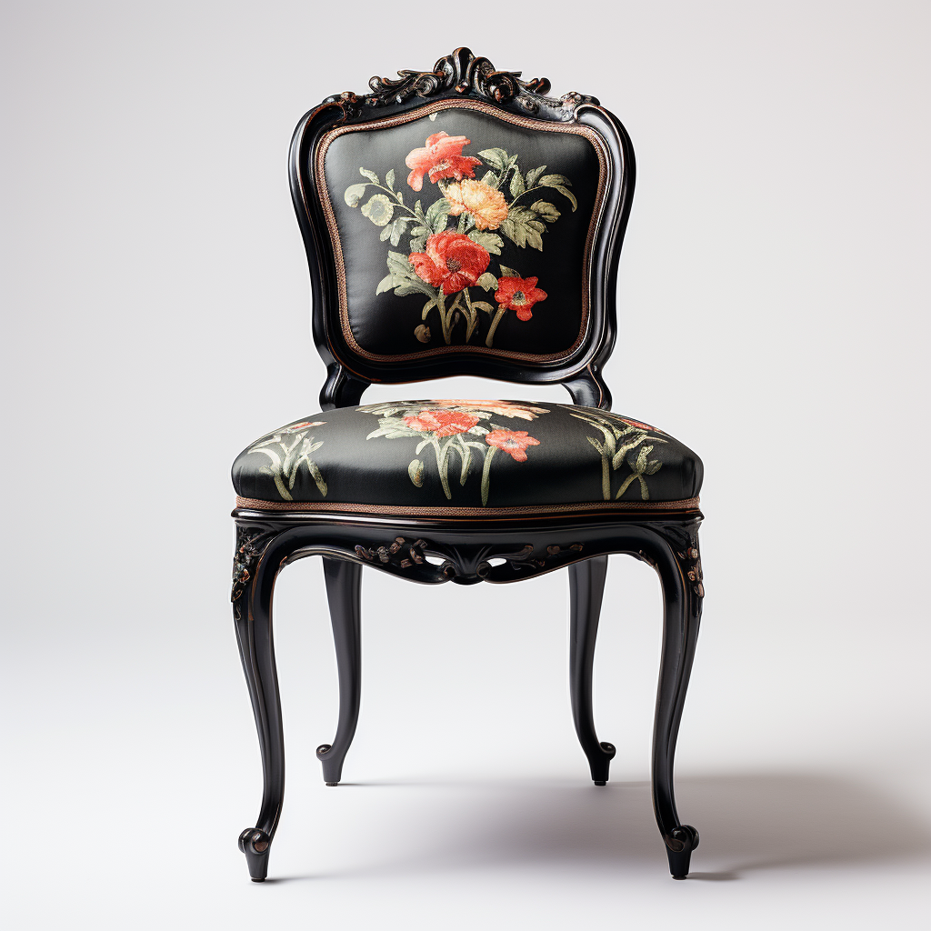 Luxurious French Dining Chair in Ebony Wood