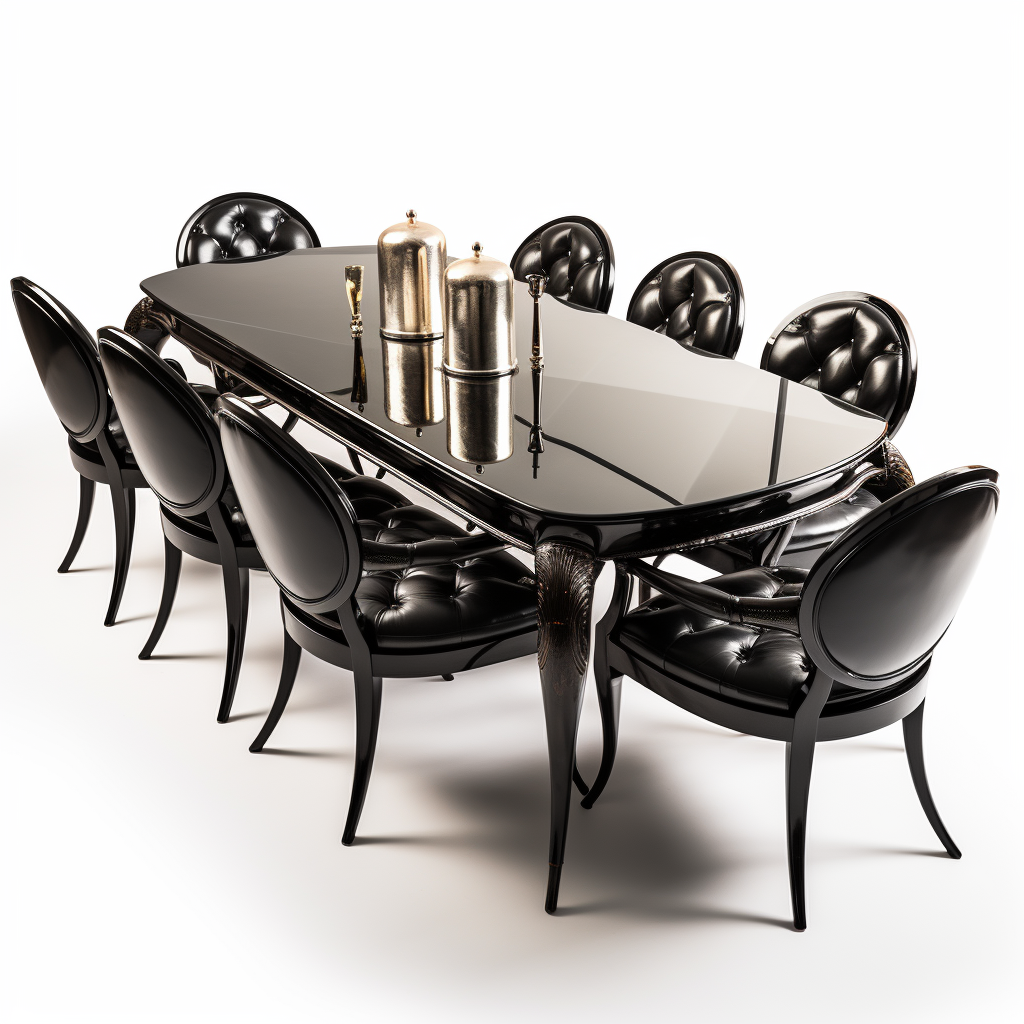 Black Ebony Wood French Dining Table