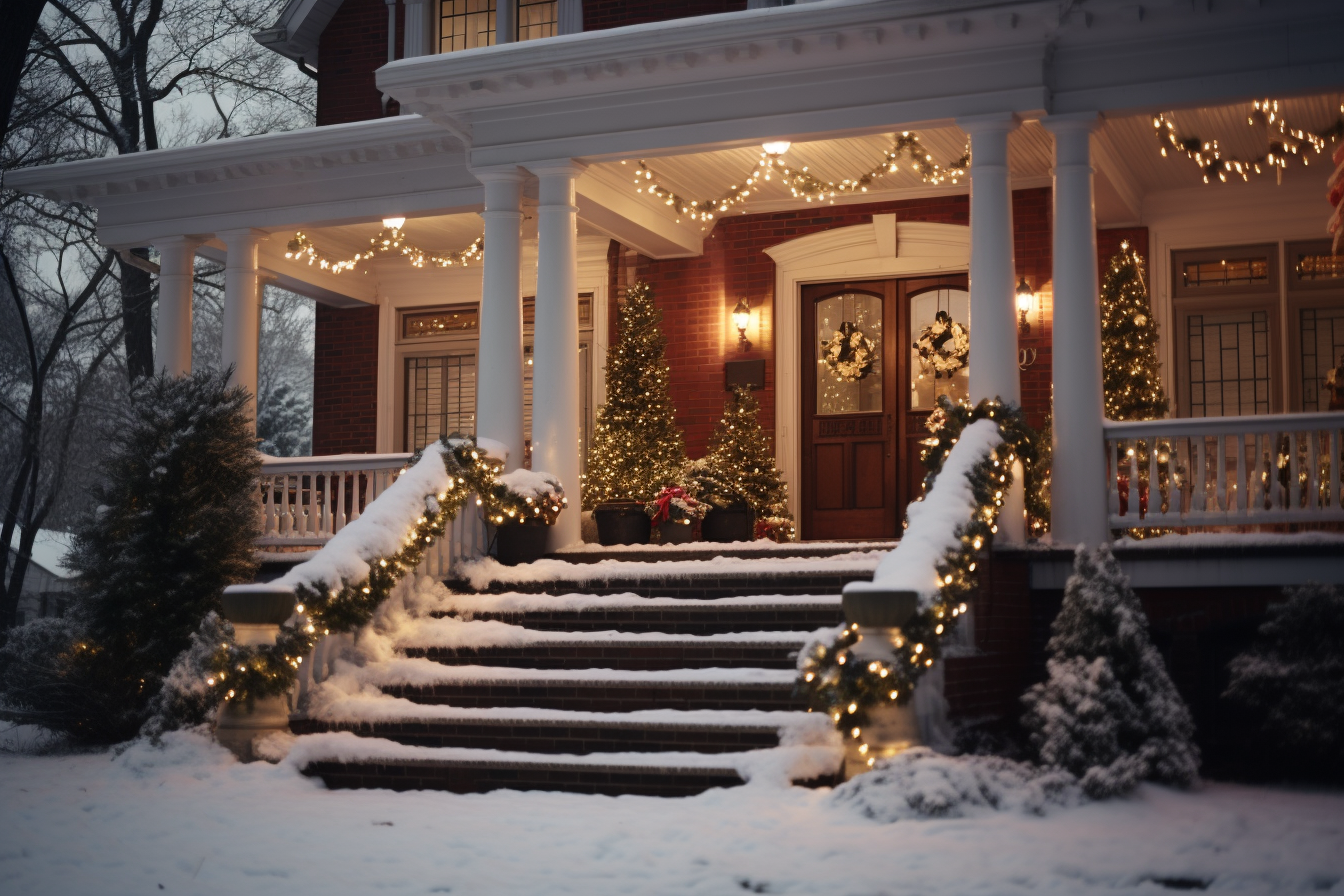 Beautiful French House at Christmas Night