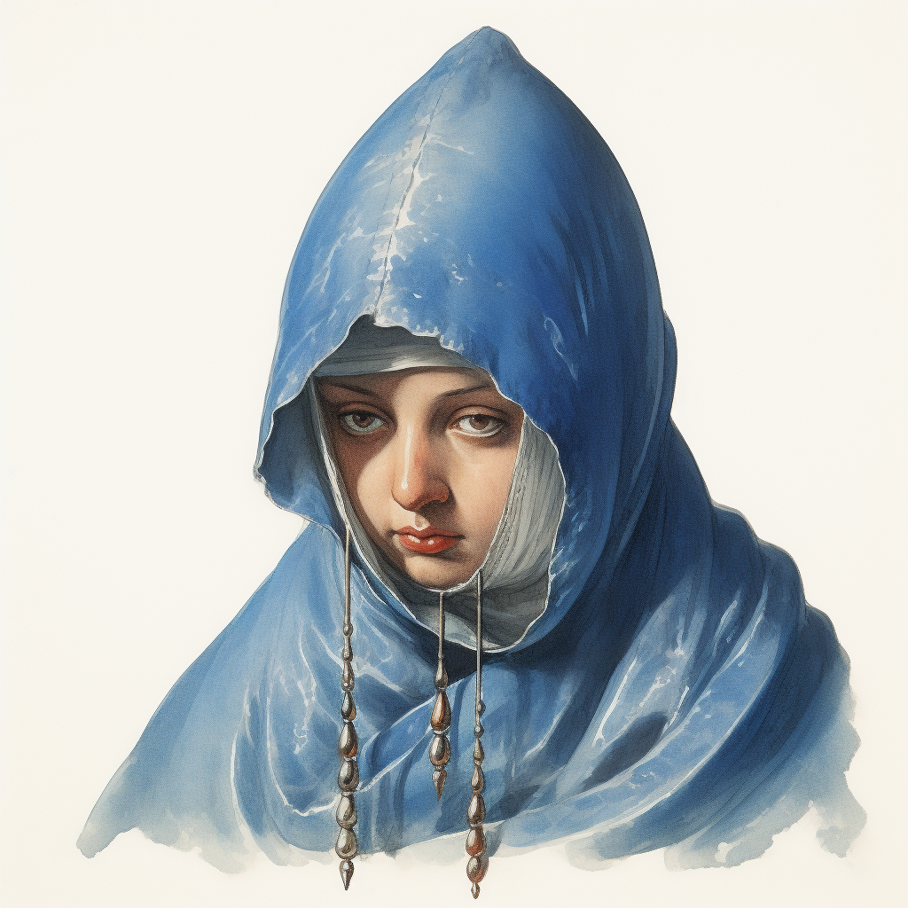 Illustration of a Hispanic person wearing a blue droplet hood