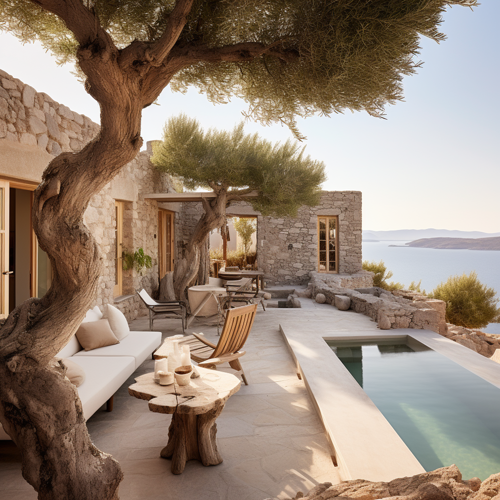 French farmer's house overlooking ocean