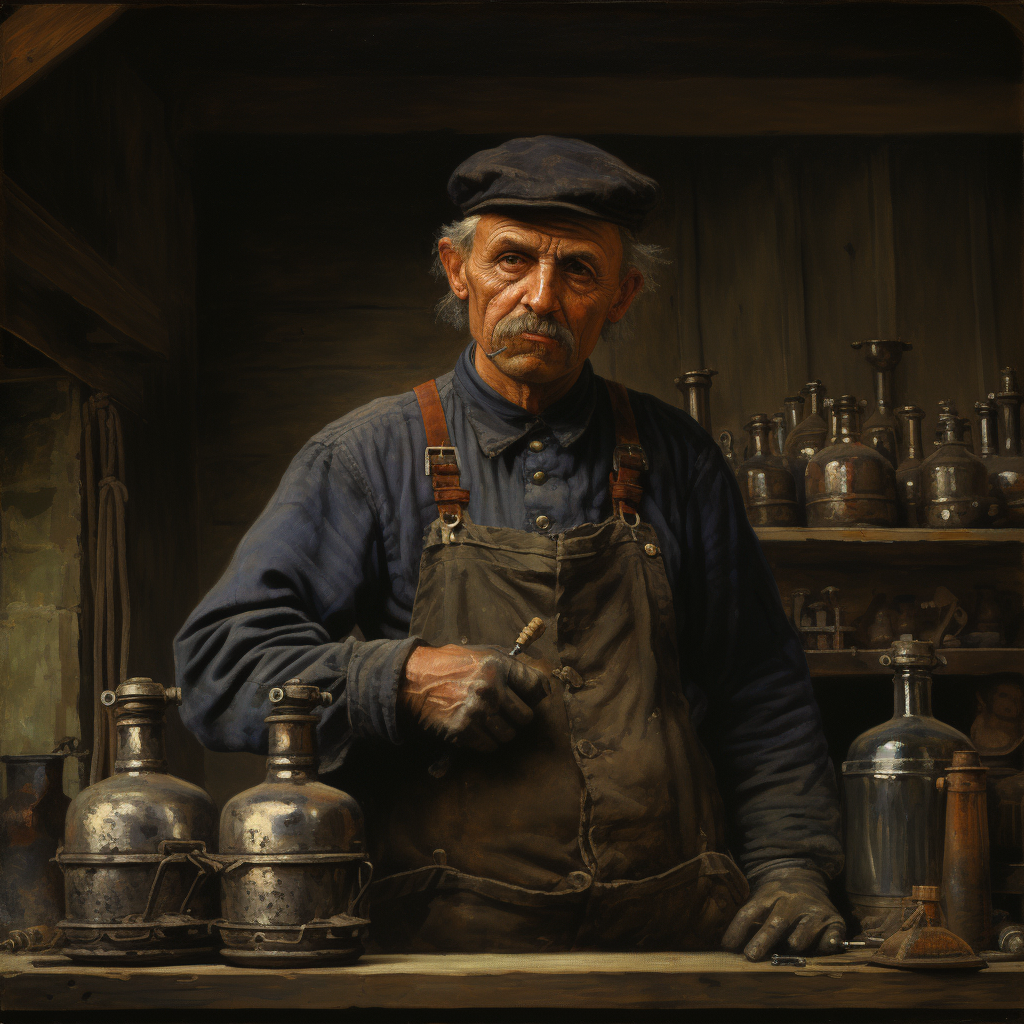 Old French Gas Worker in 19th Century