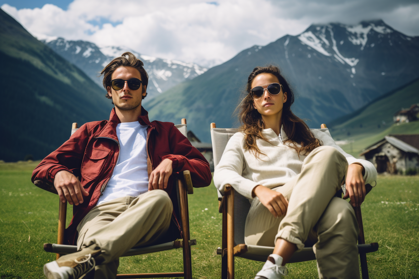 Gen-Z students posing in French Alps countryside