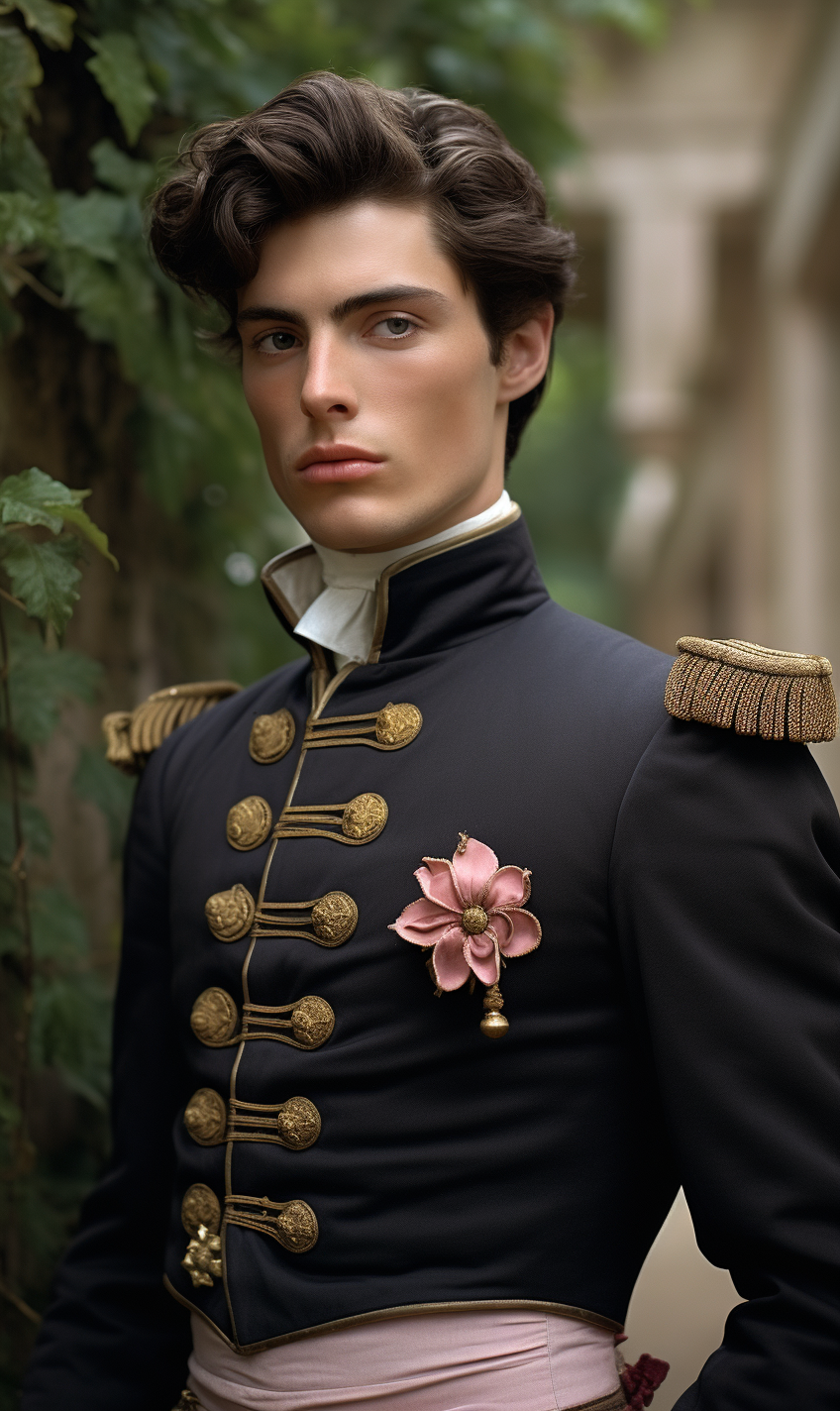 Young man dressed as French nobleman