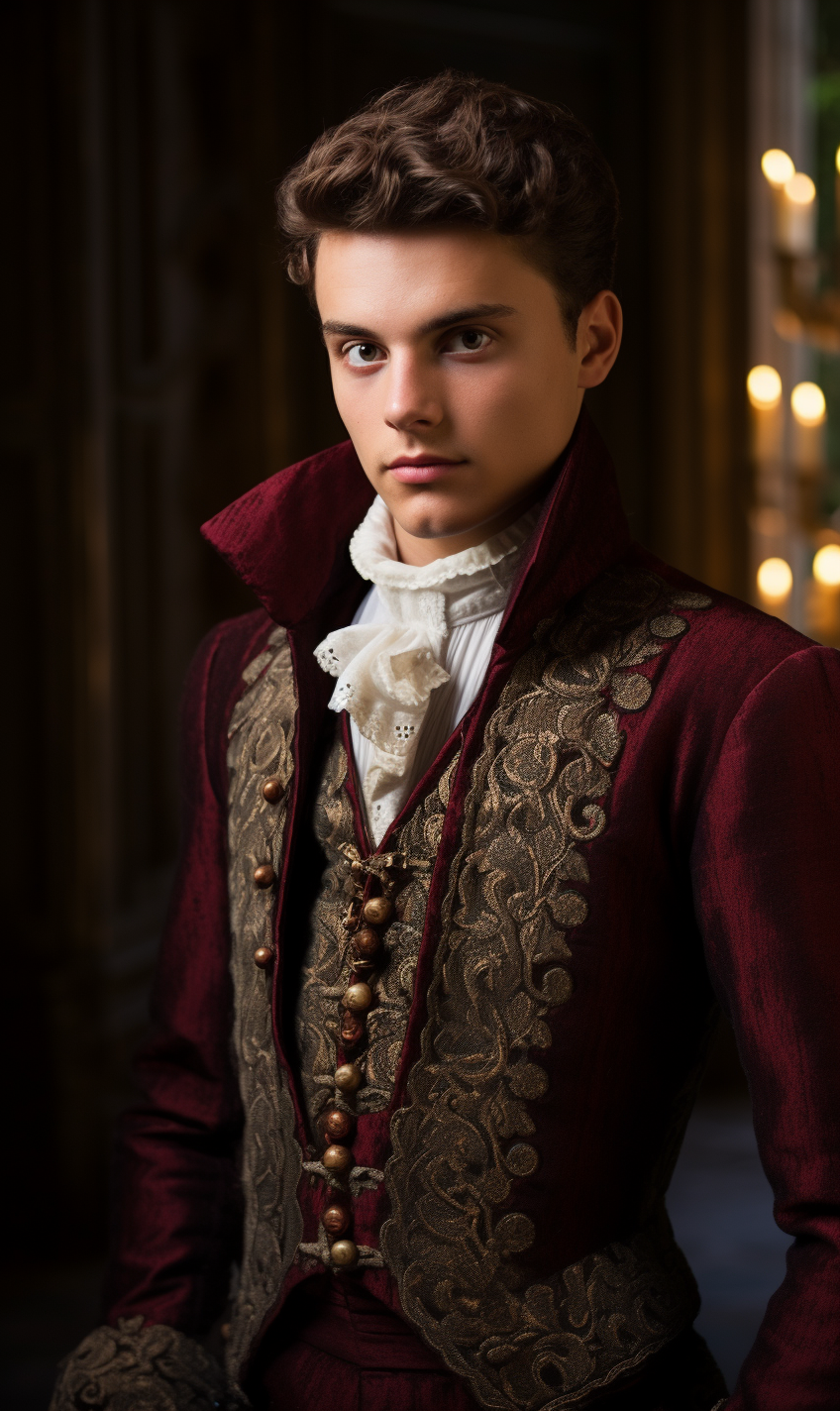 Handsome young man dressed as French nobleman