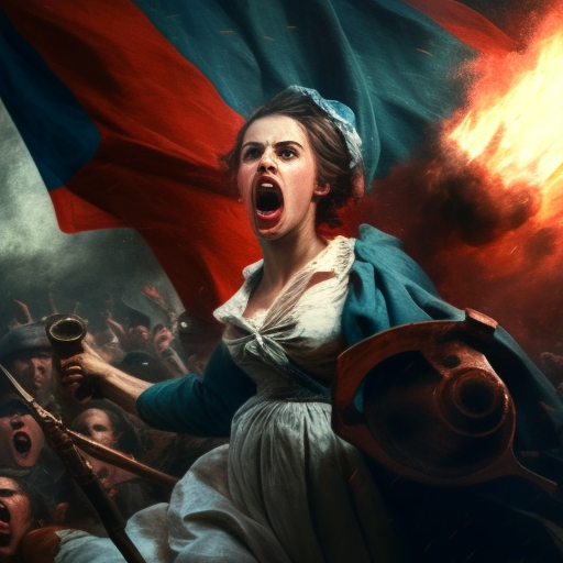 Woman holding flag in French Revolution