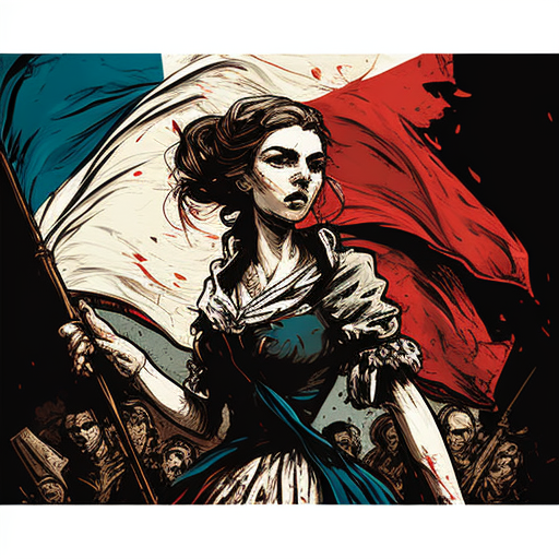 Woman holding flag during French Revolution