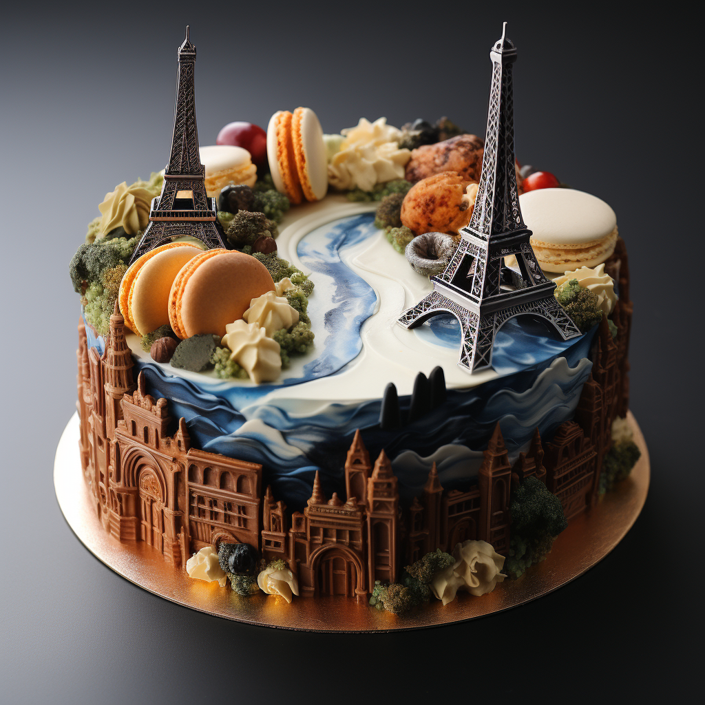 Realistic French-shaped cake image