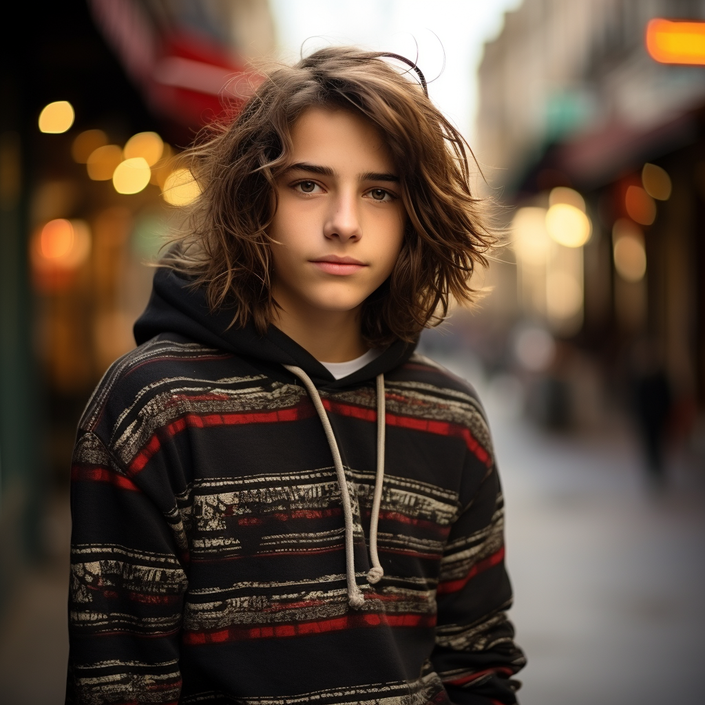 Stylish French Boy in Colorful Streetwear