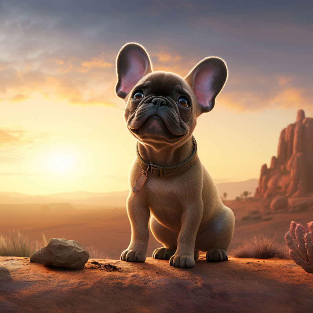 Adorable French Bulldog in the Desert