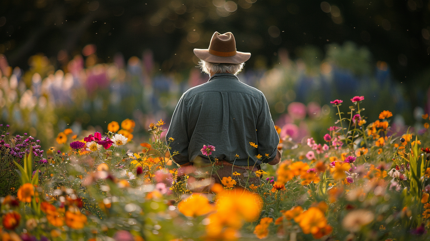 Gardener in French Garden