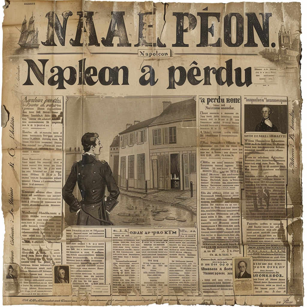 French newspaper with Napoleon defeated headline