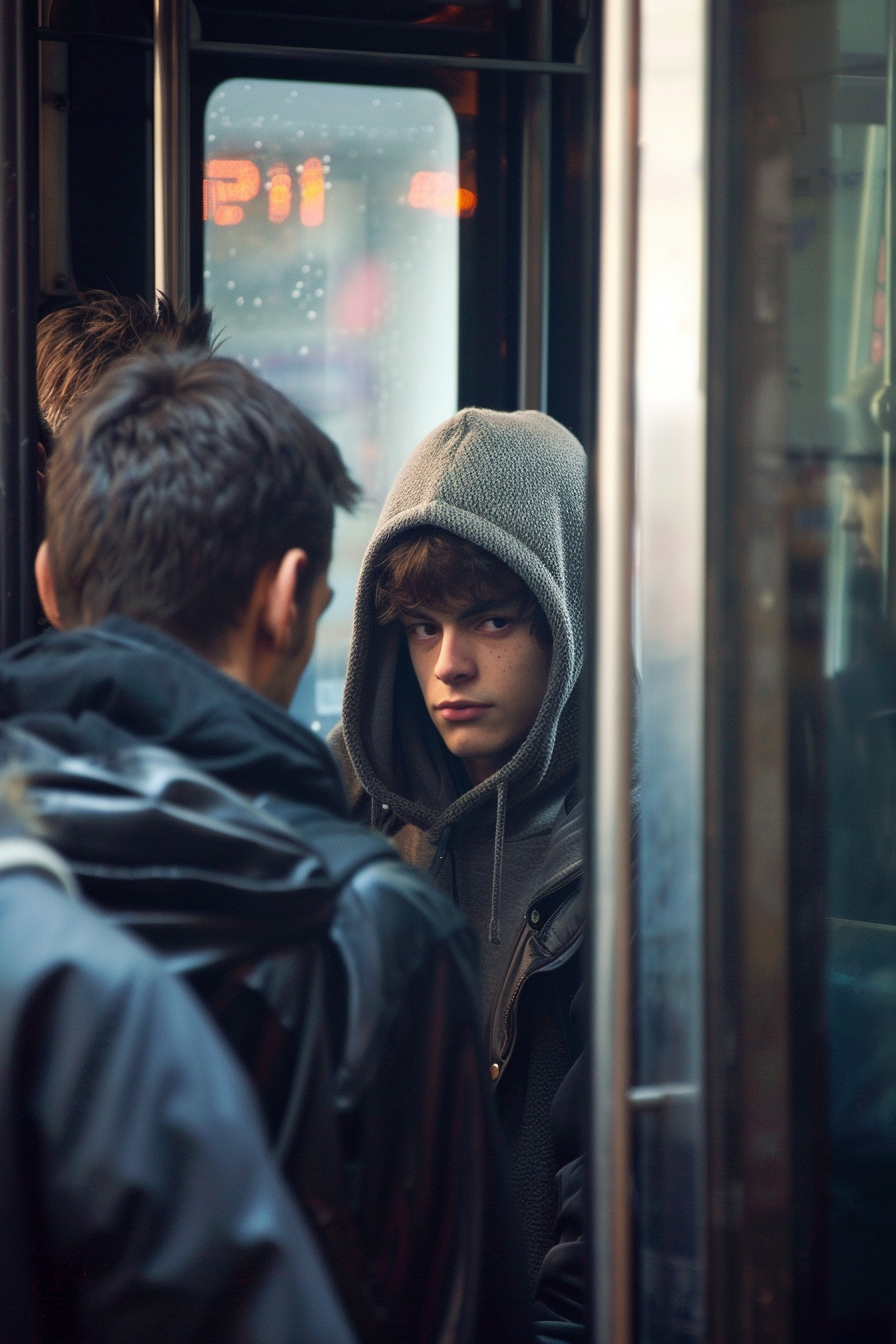 French student exiting bus shame