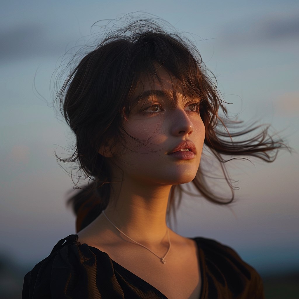 French woman at dusk