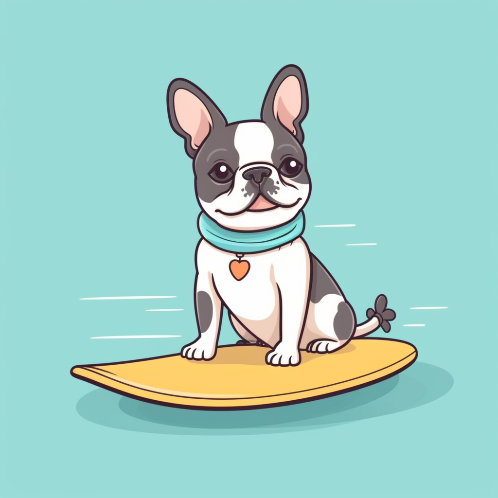 Cute French Bulldog on Surfboard