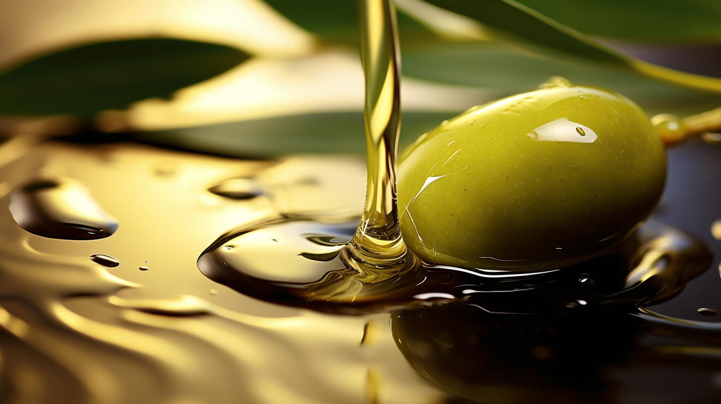 Fresh olive squeeze with oil droplet