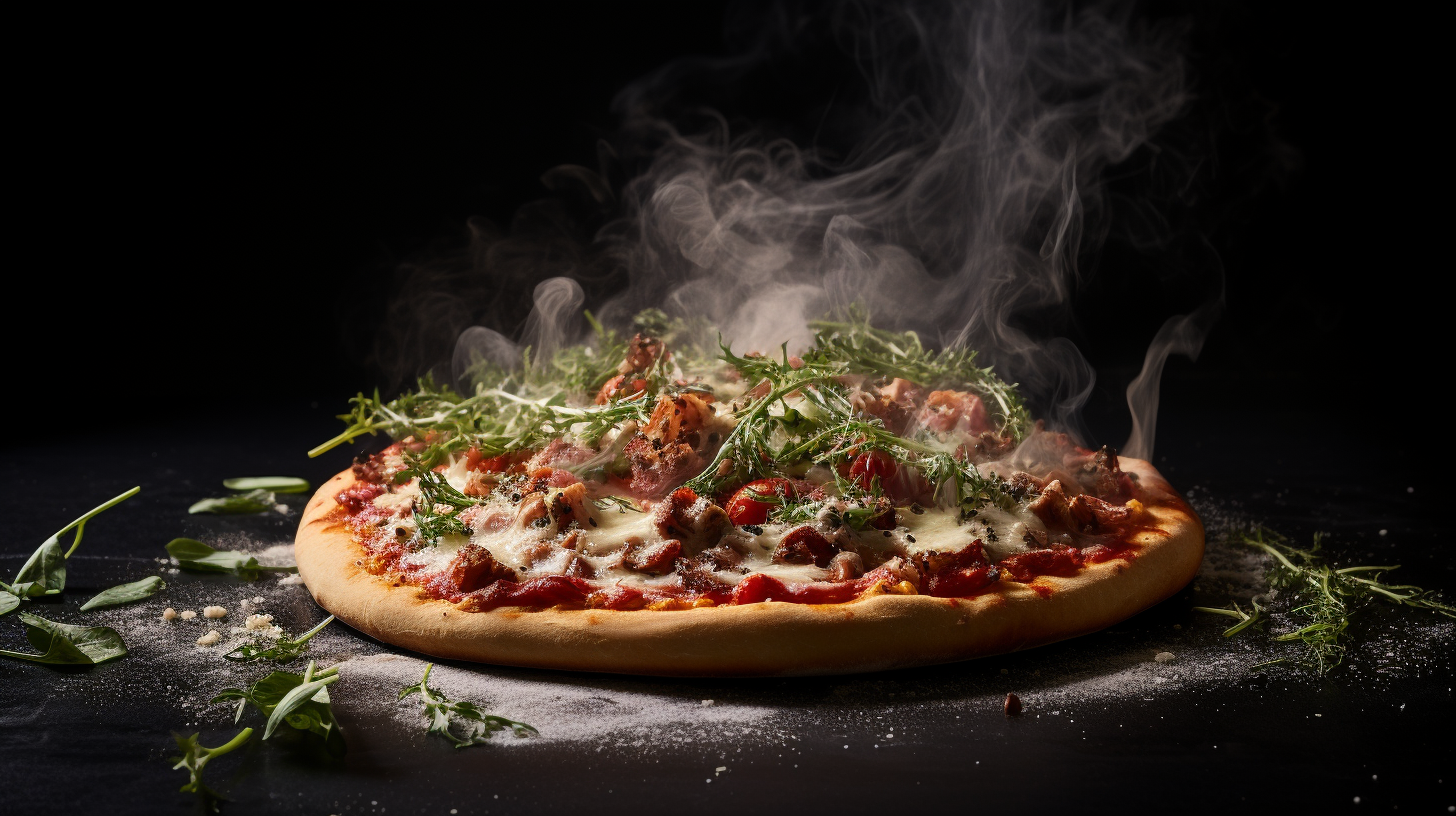 Delicious Capriciosa Pizza with Volumetric Smoke