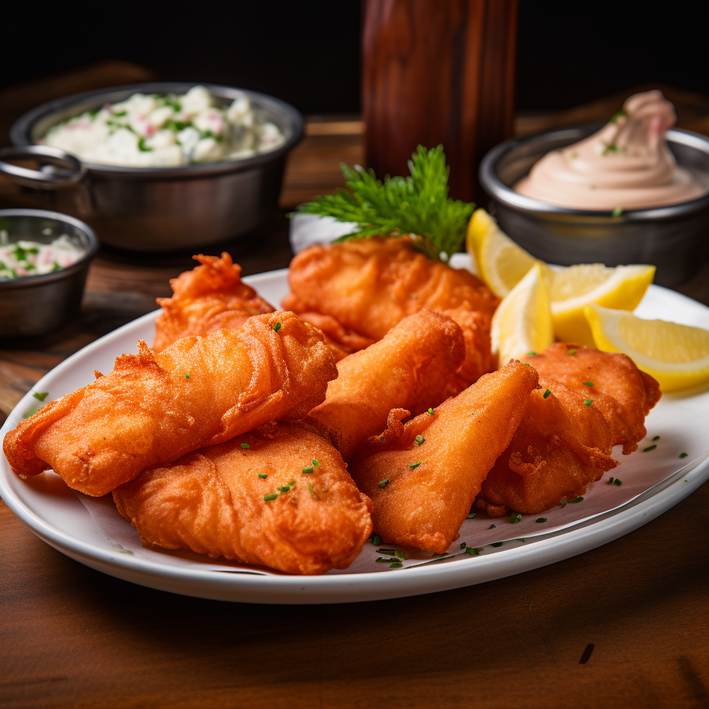 Crispy fried salmon bites close-up