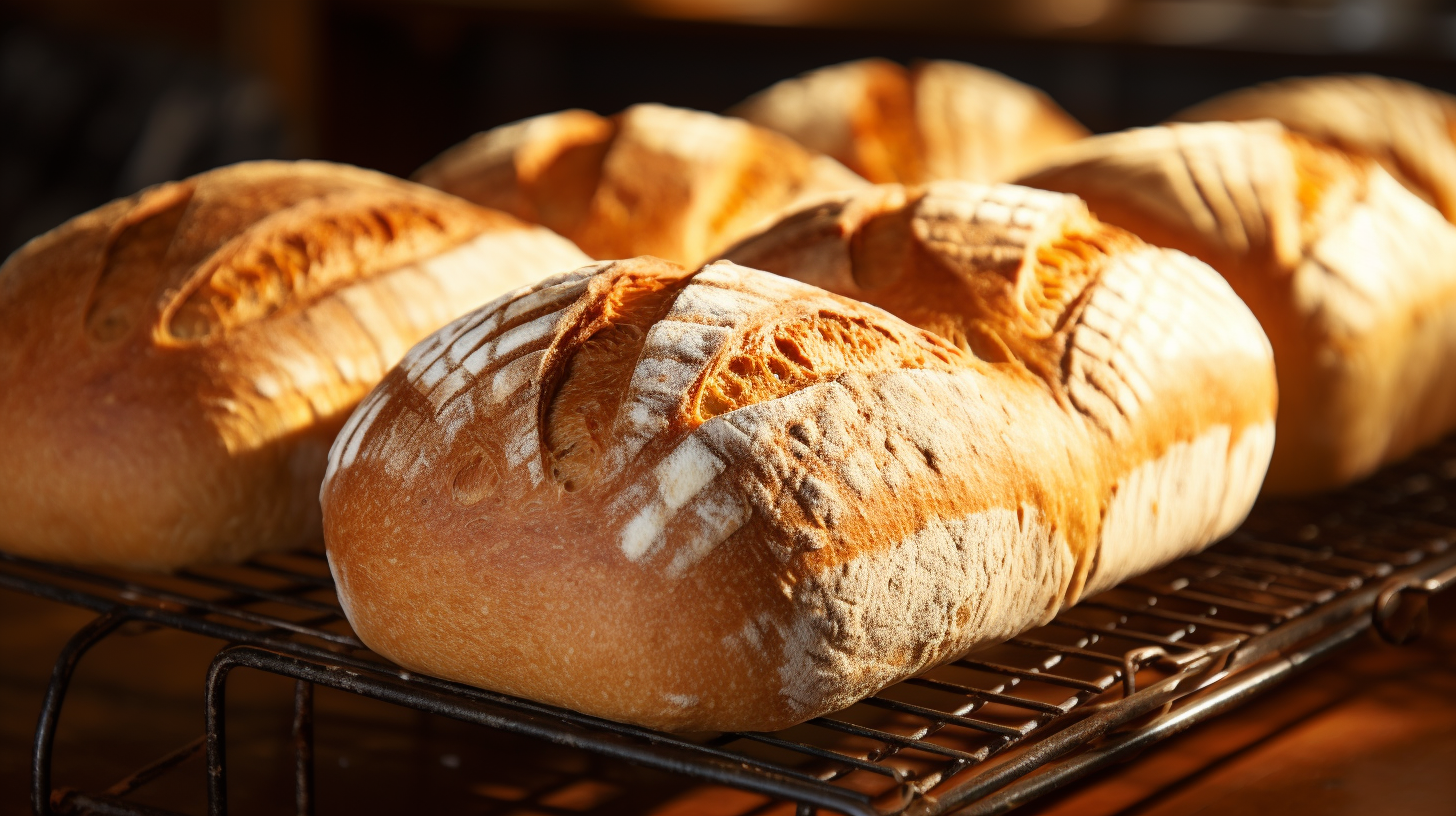 Fine textured crust on freshly baked bread