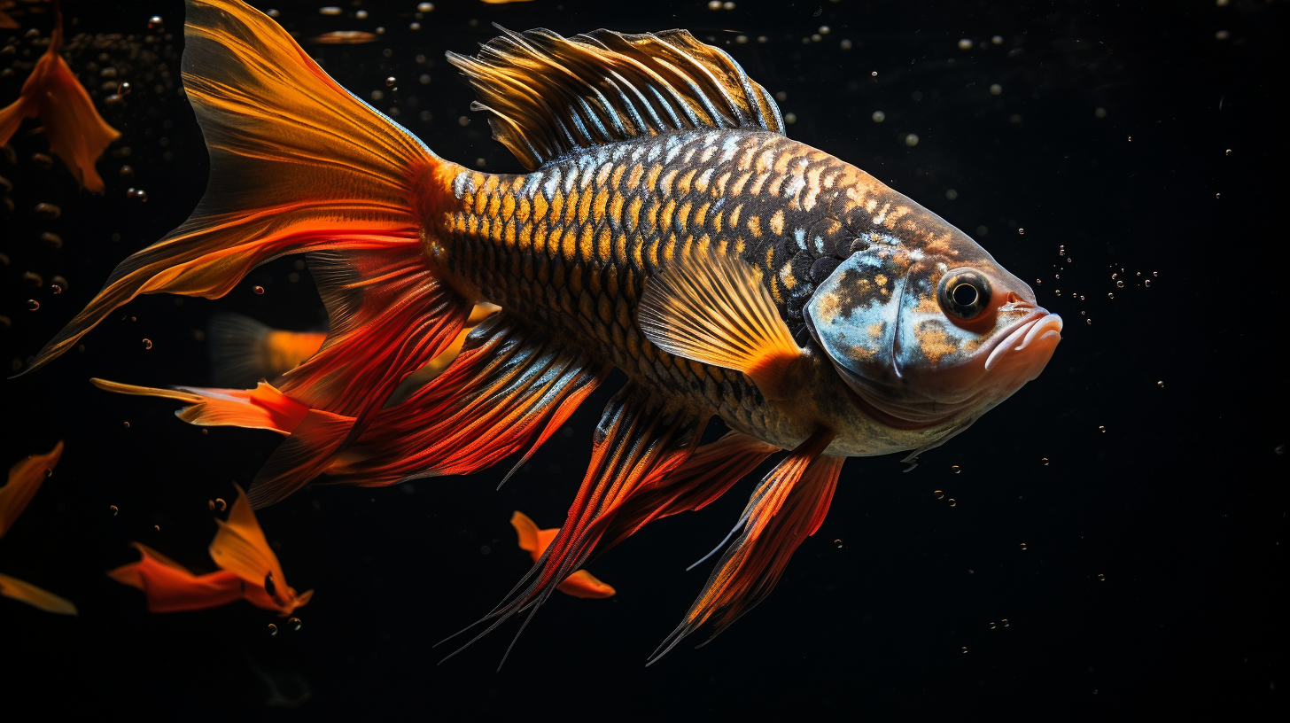 Colorful freshwater tropical fish in aquarium