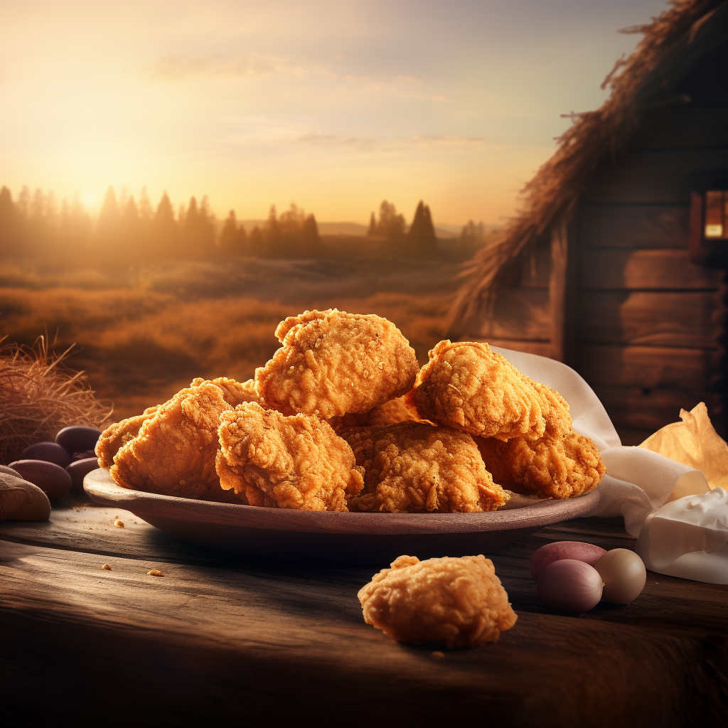 Fried chicken nugget animation in rustic style