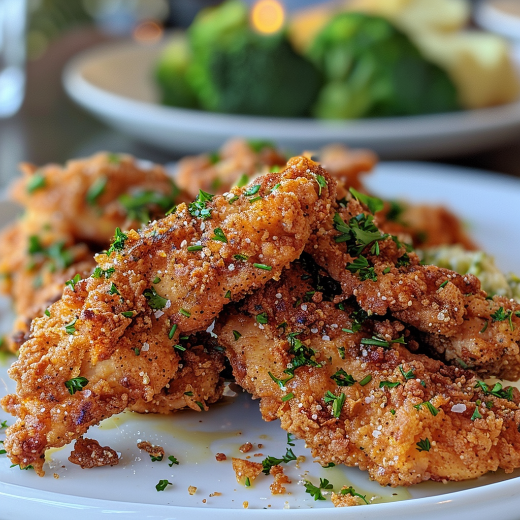 Delicious seasoned fried chicken tenders