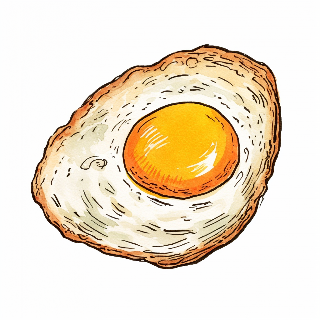 Childlike drawing of a fried egg