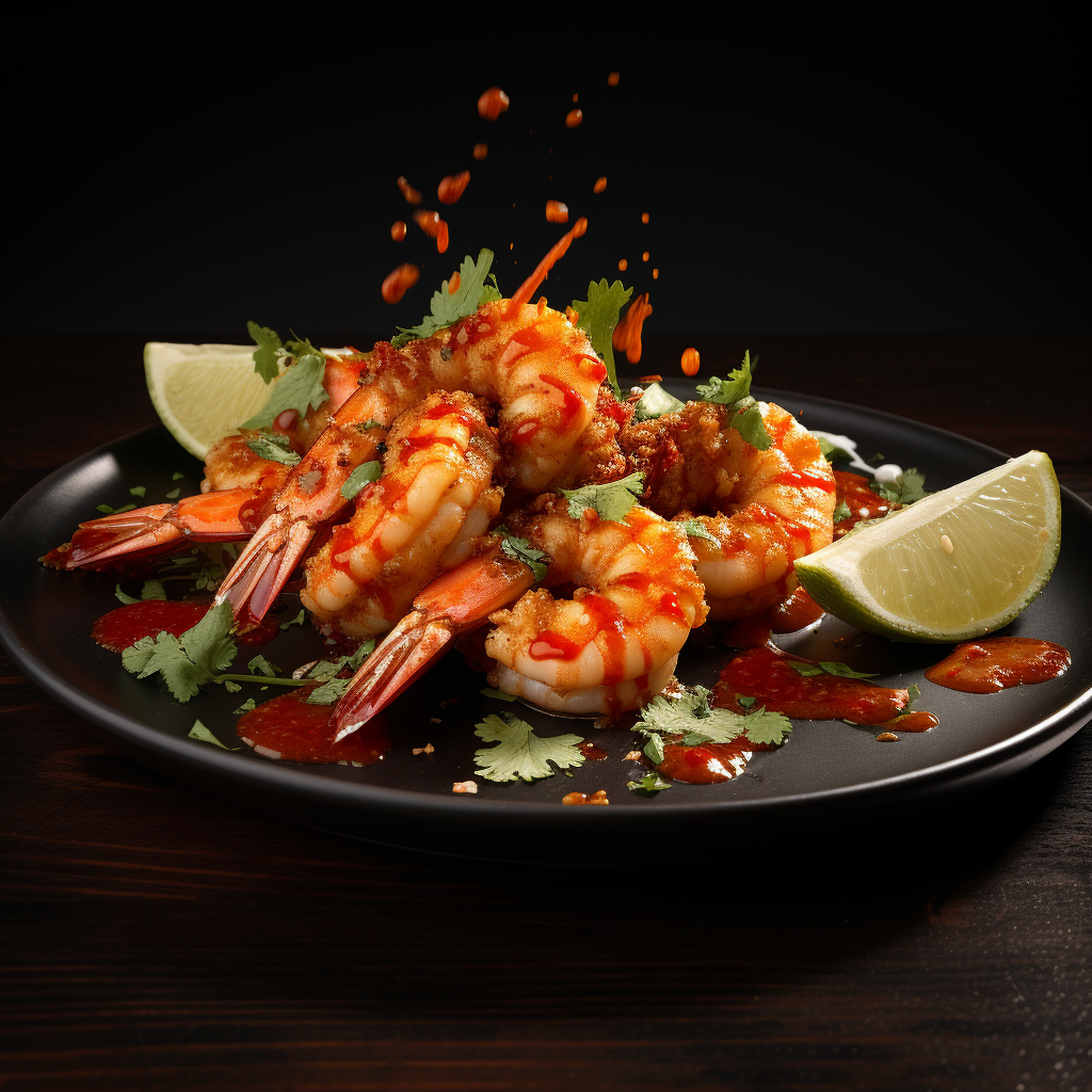 Breaded Fried Shrimp with Chile Glaze and Cilantro