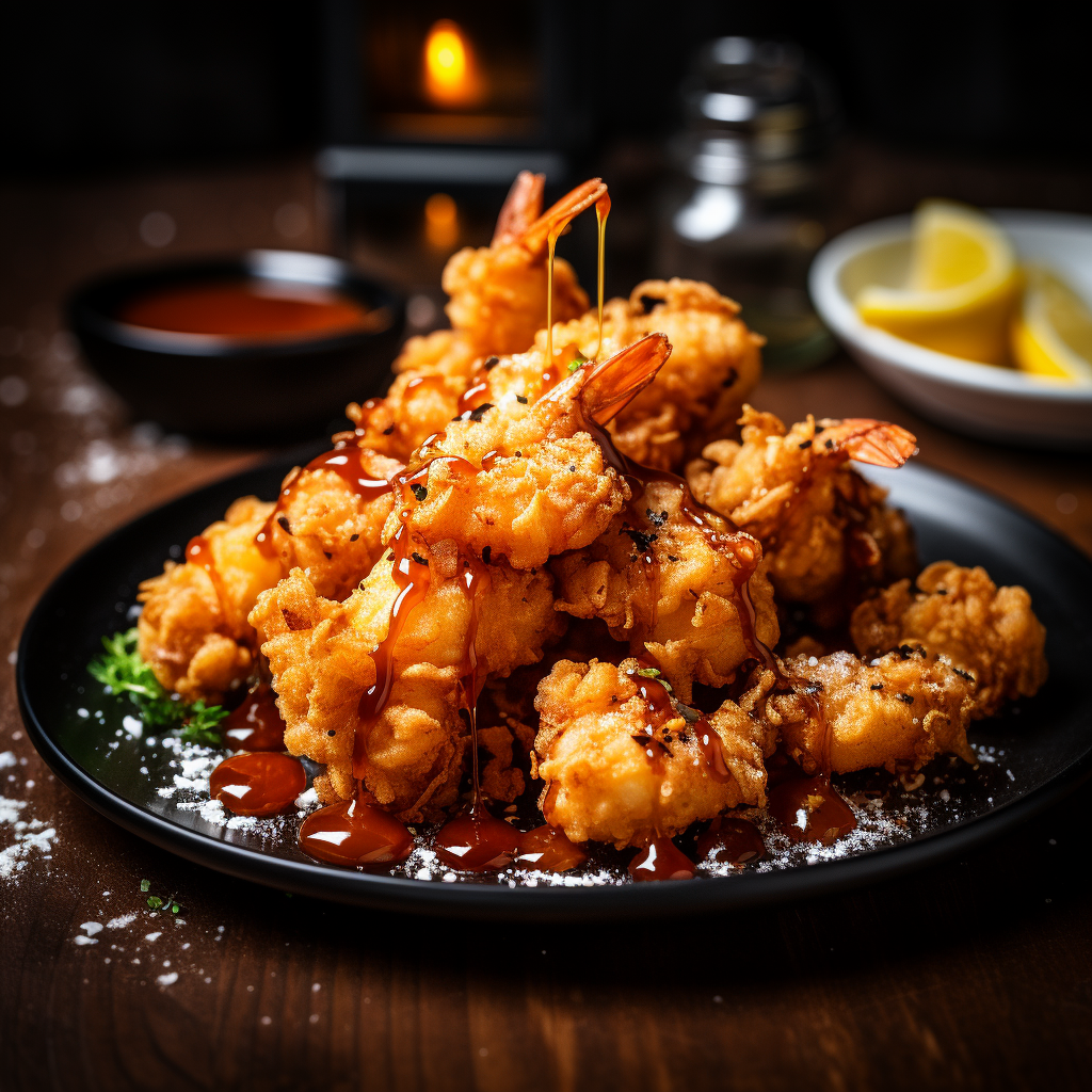 Close-up of Deep Fried Popcorn Shrimp