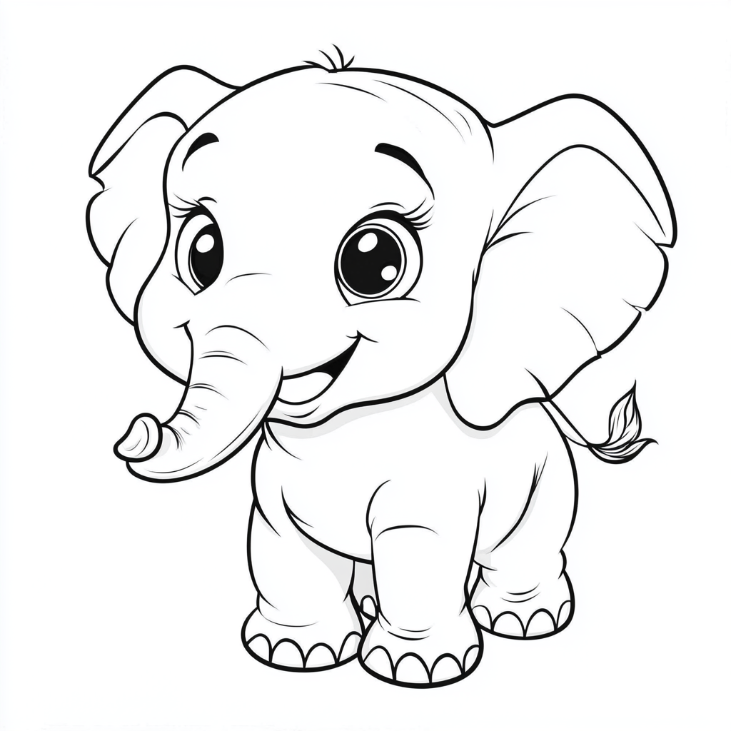 Minimalistic Elephant Coloring Page