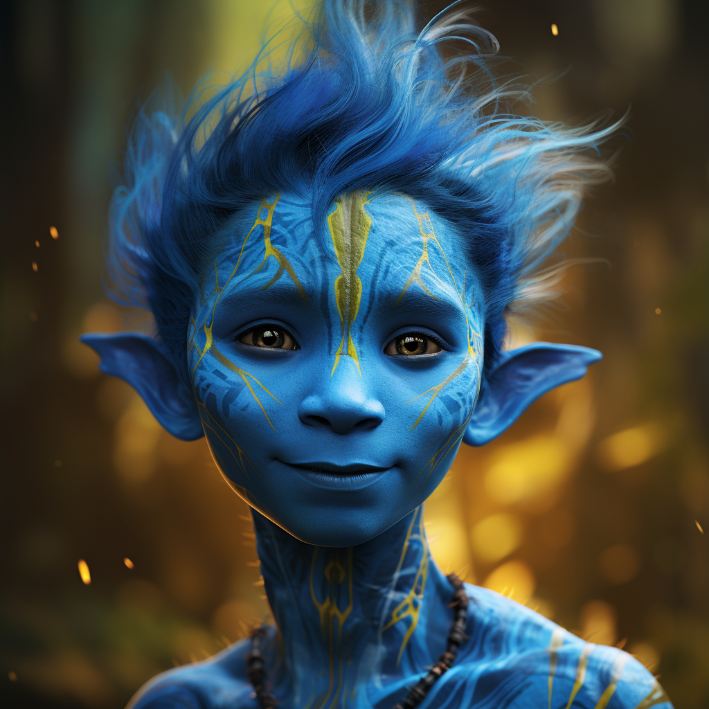 Cartoon Na'vi male blue skin