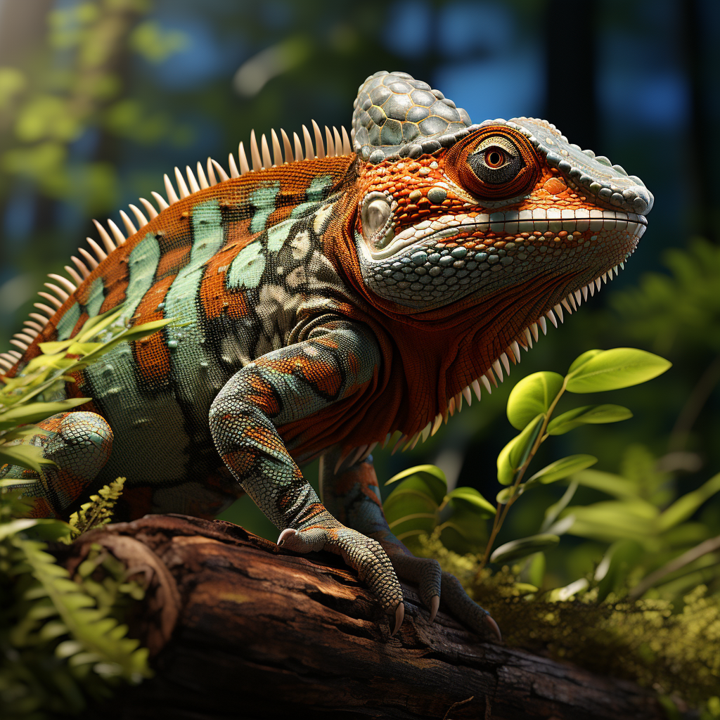 Friendly Chameleon Side Angle Illustration