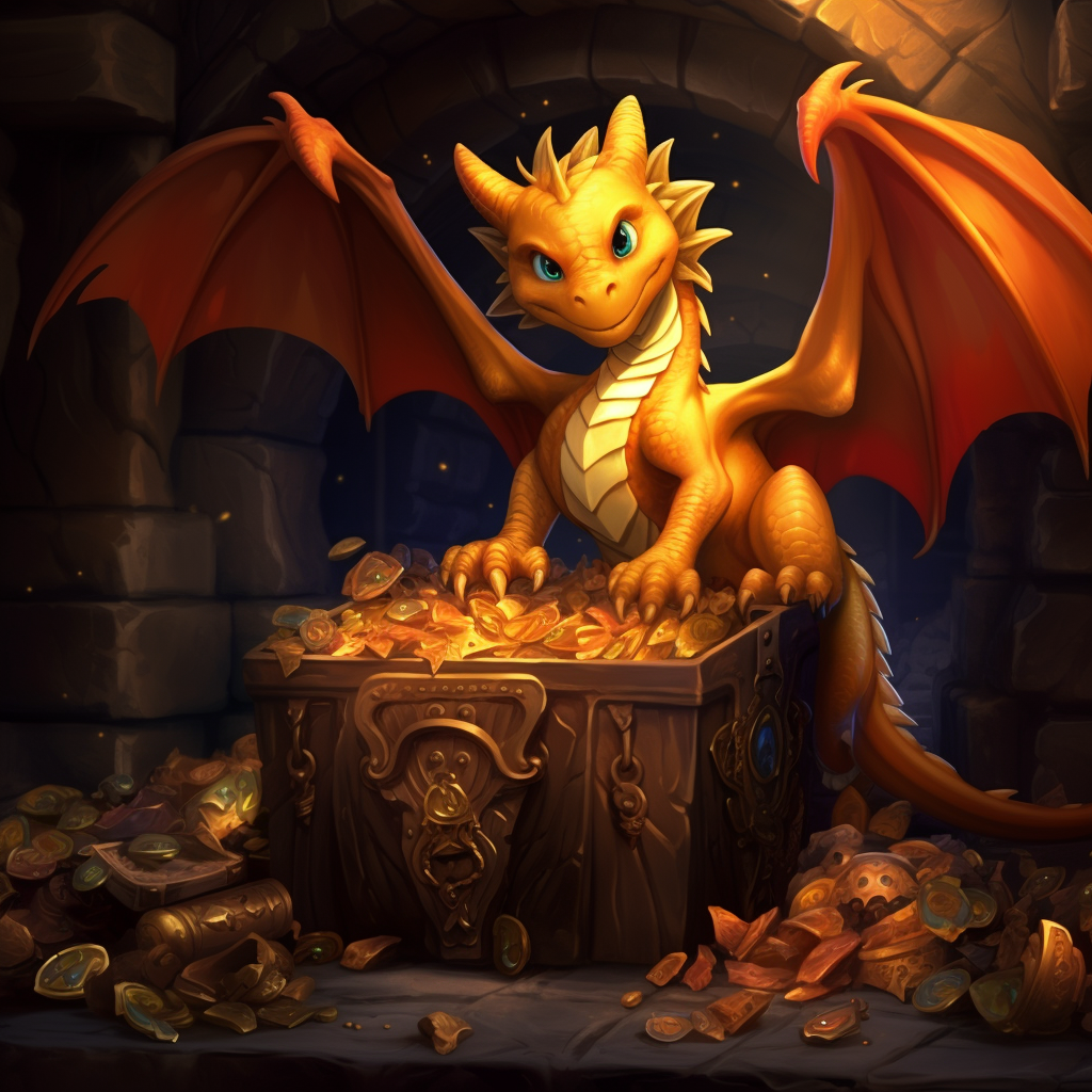 Dragon guarding its precious treasure