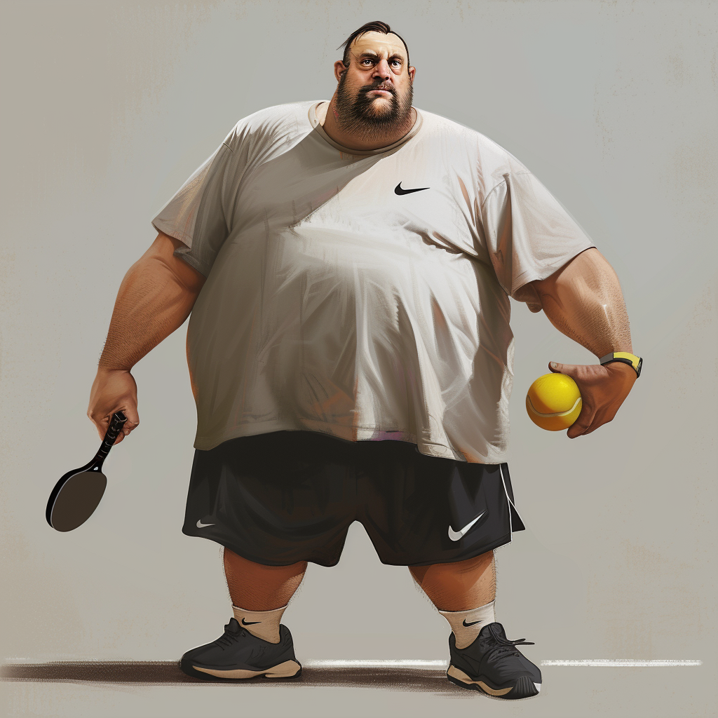 Friendly giant playing pickleball with black shorts and nike shirt