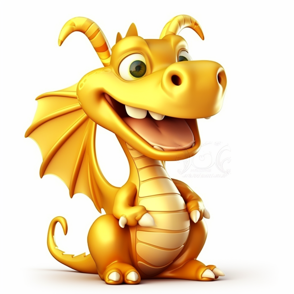 Smiling welcome gold dragon cartoon