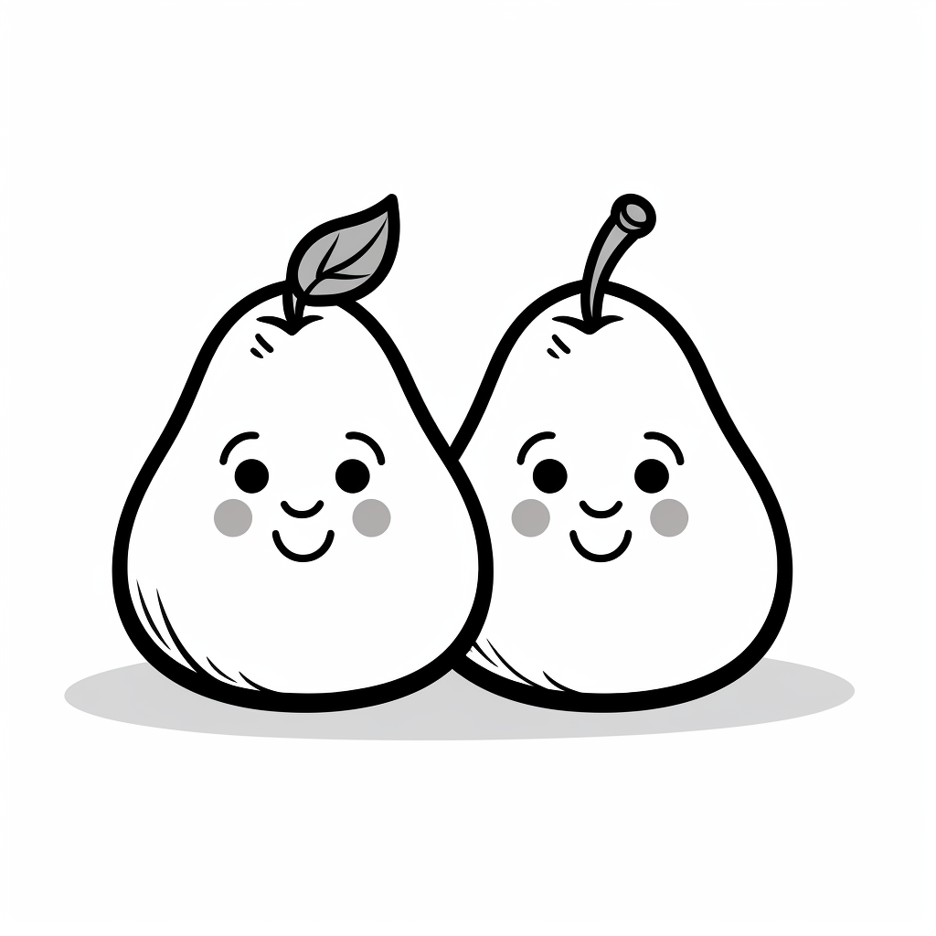 Friendly pears coloring pages for kids