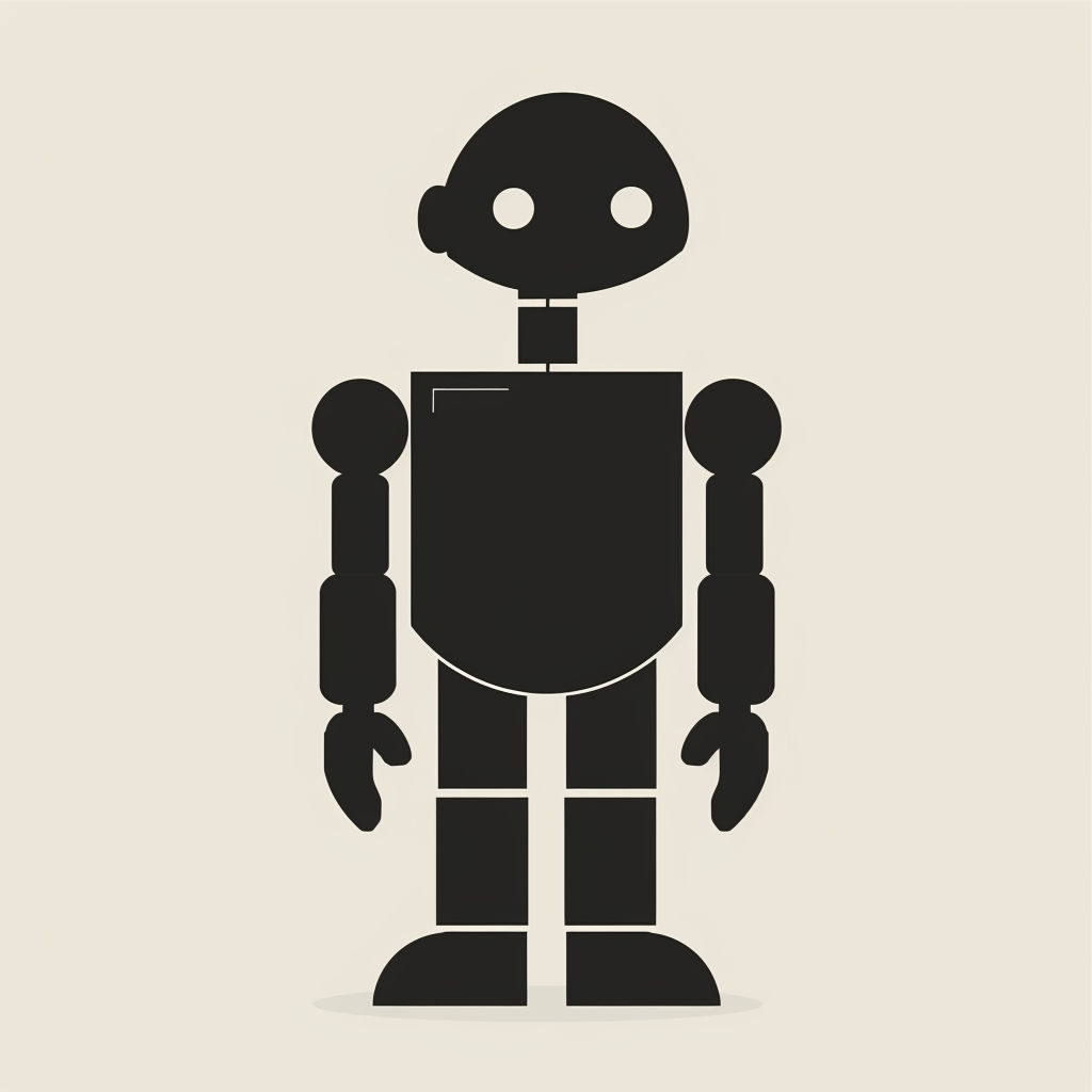 Robot Silhouette Flat Design Icon