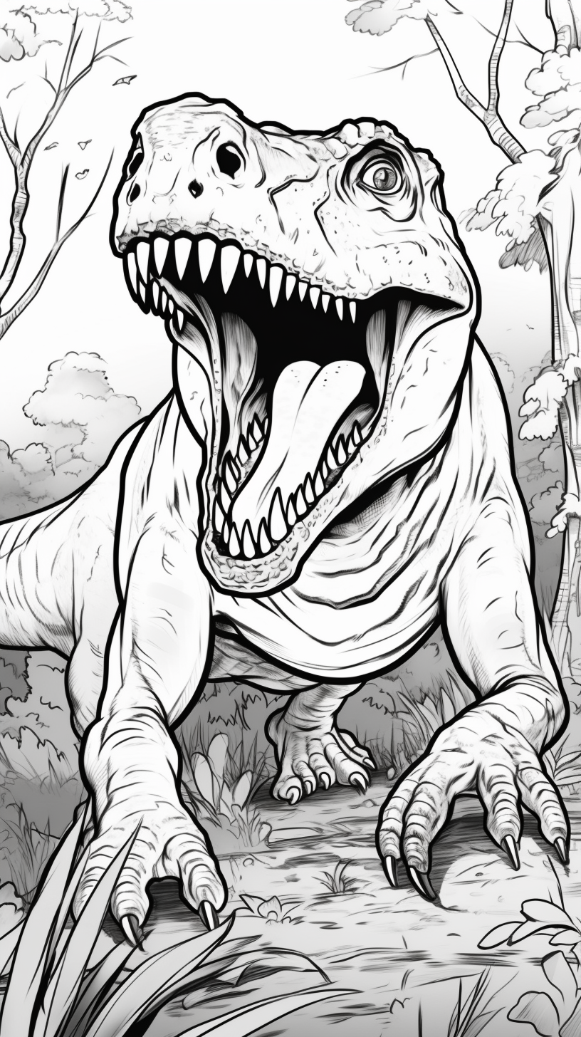 Smiling Tyrannosaurus Rex Coloring Page