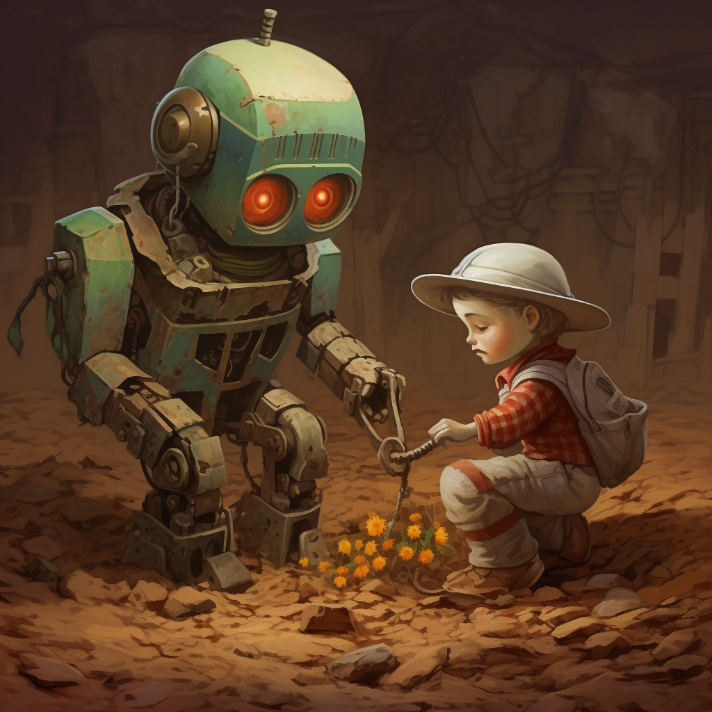 Friendly robot helps farmer out of hole